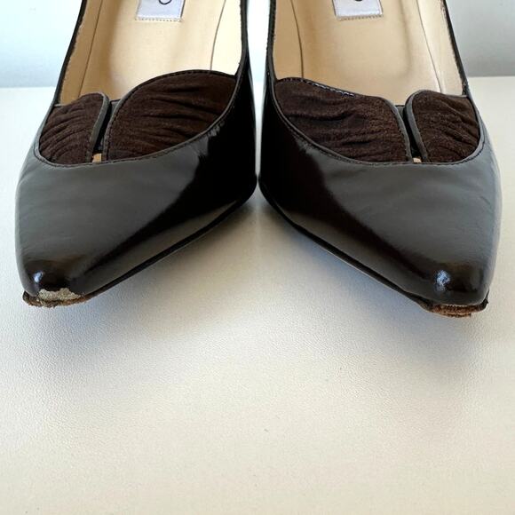 Jimmy Choo Dark Brown Leather Pointed Toe Heels Pumps Size 37.5 - Picture 6 of 14